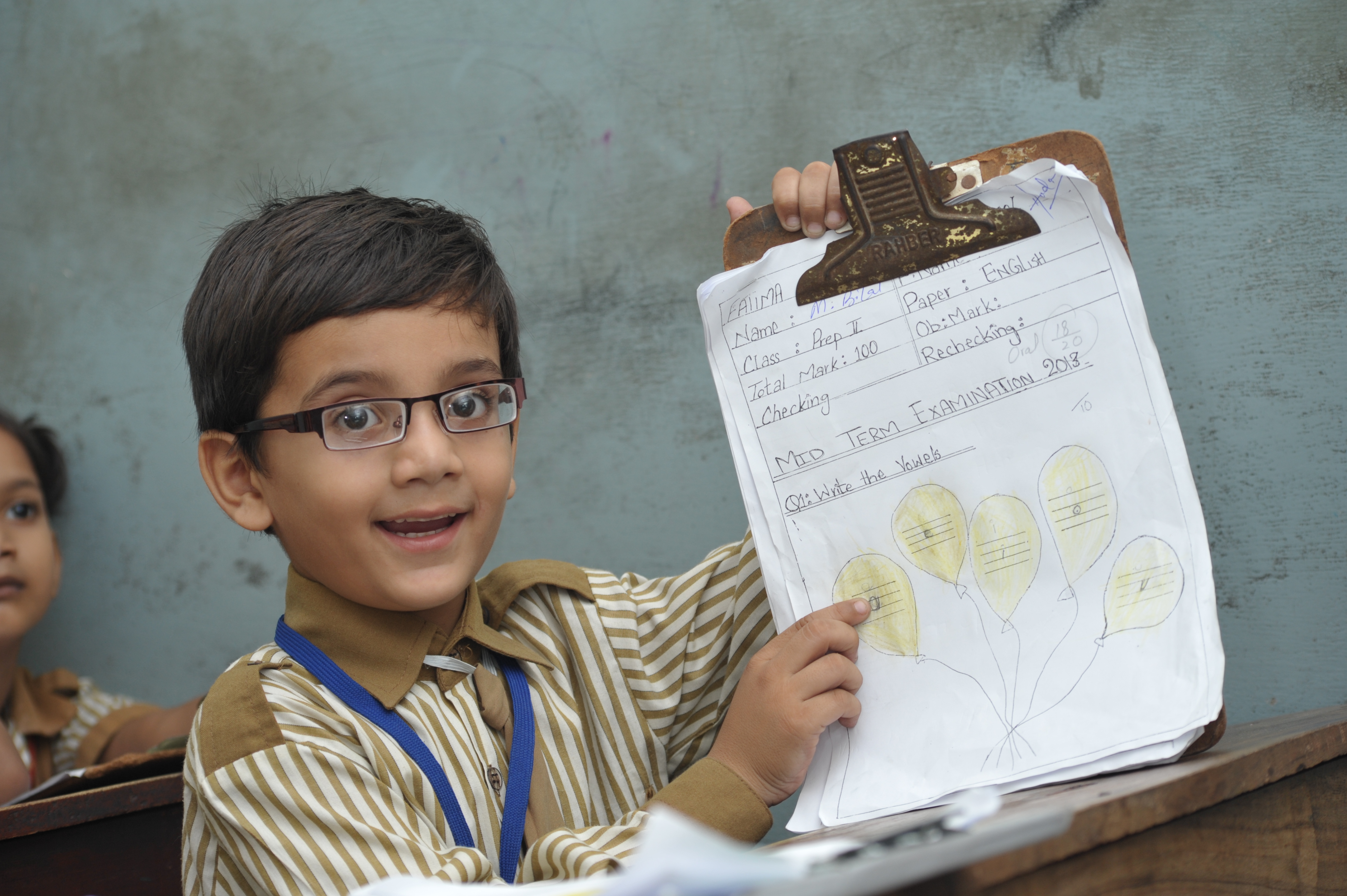 A child after vision correction as part of a school eye health programme. PAKISTAN. (c) BRIEN HOLDEN VISION INSTITUTE