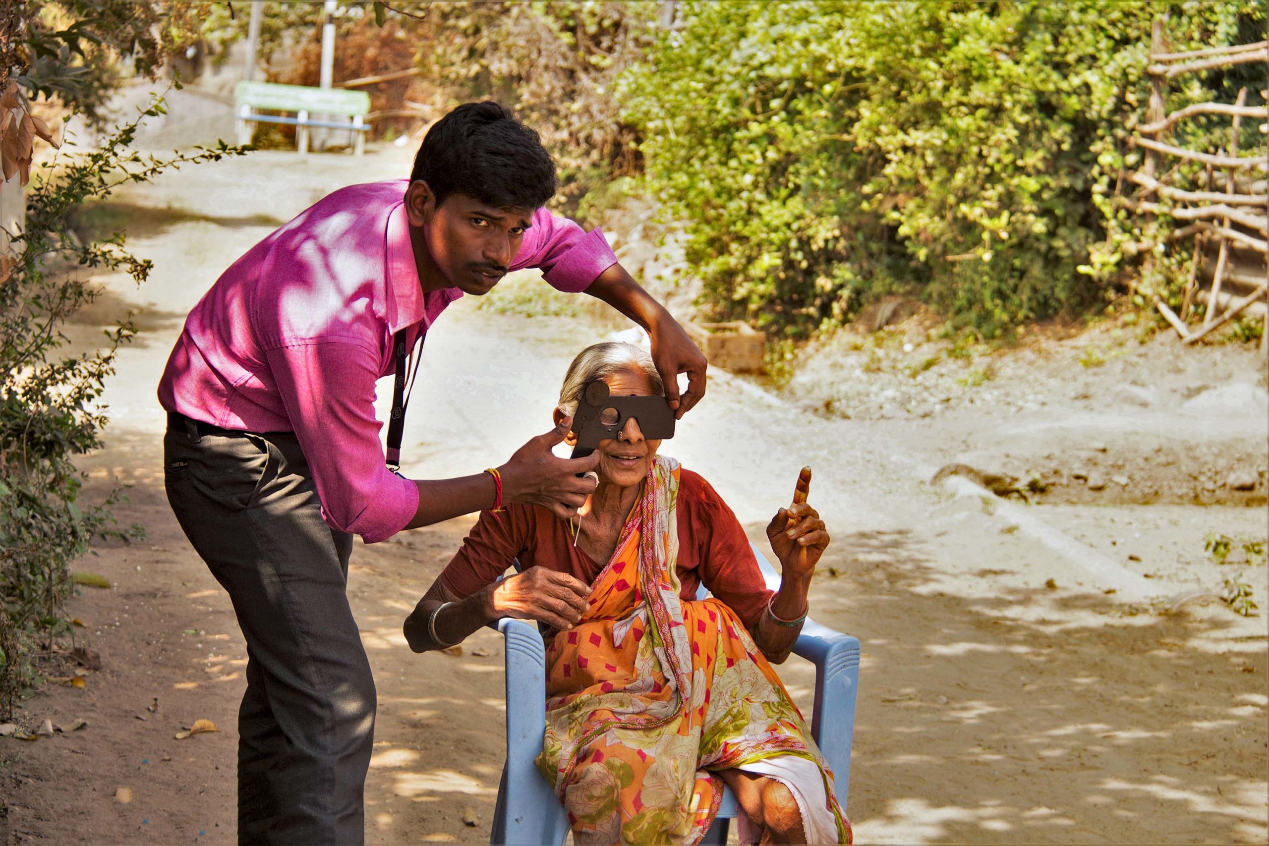 Visual acuity examination. INDIA