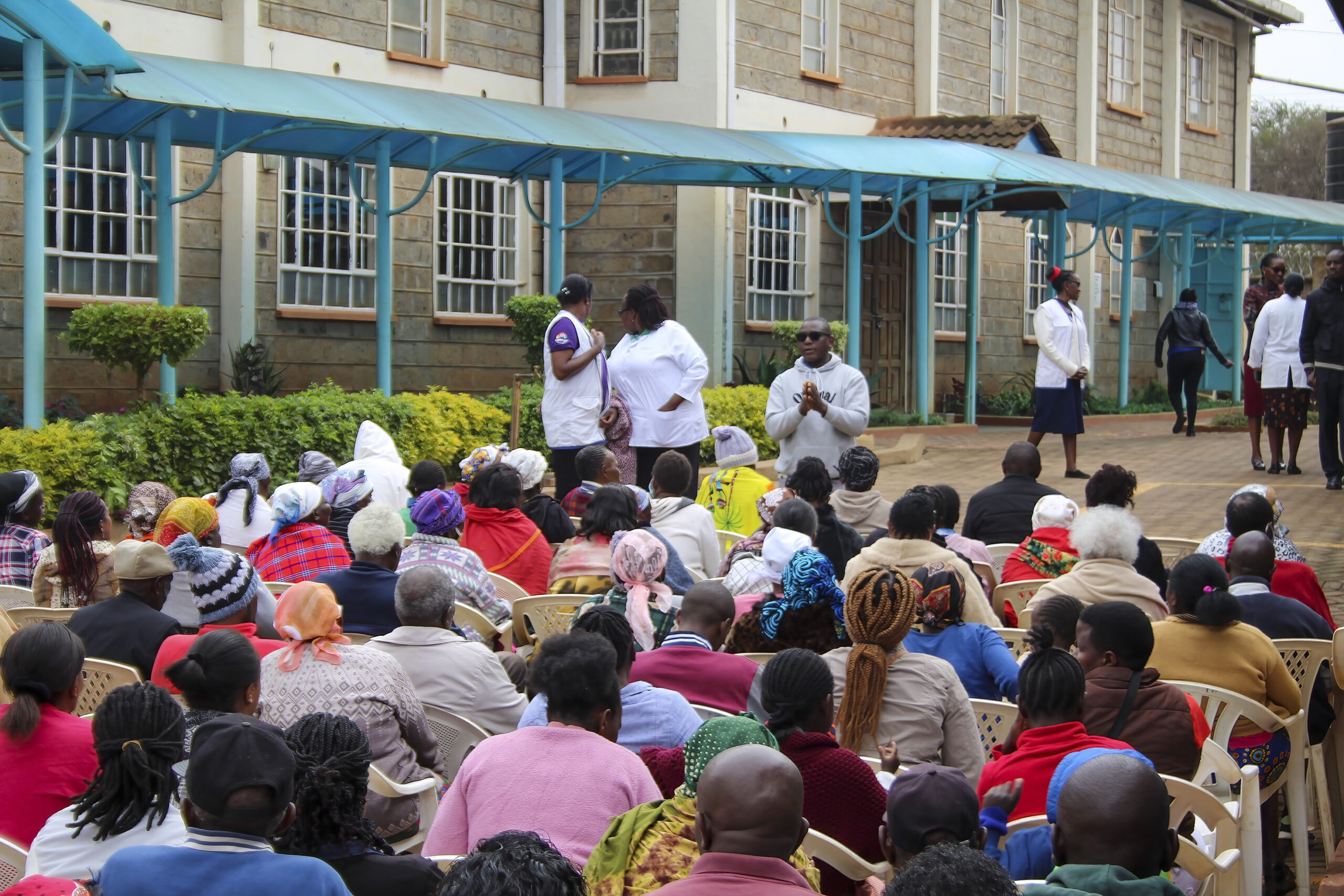 Speaking to patients outside City Eye Hospital. KENYA